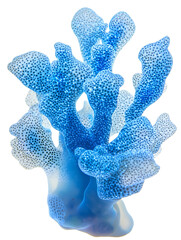 Abstract Blue Coral Sculpture with Intricate Dotted Patterns and Organic Design, Featuring a Futuristic and Artistic Concept Inspired by Marine Life and Contemporary Minimalist Aesthetics.