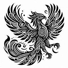 Obraz premium A majestic phoenix in an African tribal art style. Made with generative AI