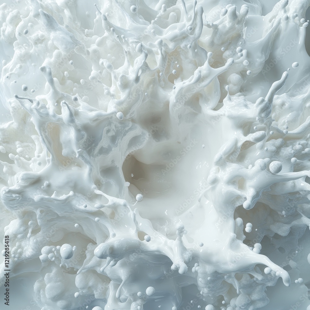 Aufkleber dynamic splash of milk creating an artistic and abstract white background.