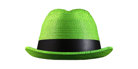 Green glitter party hat with black band isolated on transparent background