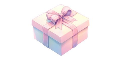 Obraz premium Pastel gift box with ribbon bow isolated on transparent background