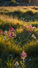Colorful Meadow at Sunset