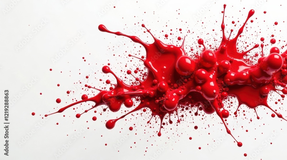 Aufkleber Crimson Liquid Explosion A Dynamic Display of Vibrant Red Splashes and Droplets on a Pristine White Background