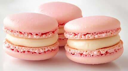 Delicate pink macarons with creamy filling, perfect for dessert lovers and special occasions.
