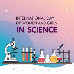 Naklejka premium international day of women and girls in science war