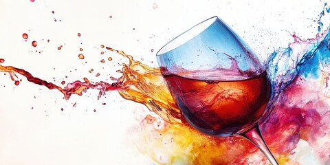 Fototapeta premium A dynamic splash red wine captures essence joy celebration in a vibrant artistic scene