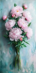 Beautiful pink peonies arranged gracefully on a soft background