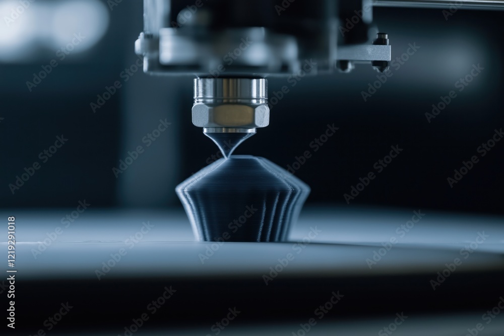 Poster 3d printer machine prints prototype model. rapid tech manufacturing process in action. high-tech 3d 