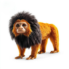 Obraz premium Golden Lion Tamarin: Fluffy primate, orange fur, dark mane.