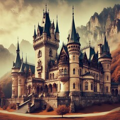 Obraz premium An ancient castle in gothic art style. Made with generative AI