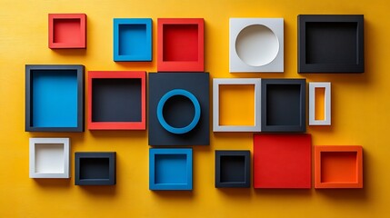 A minimalist educational poster featuring geometric shapes in primary colors