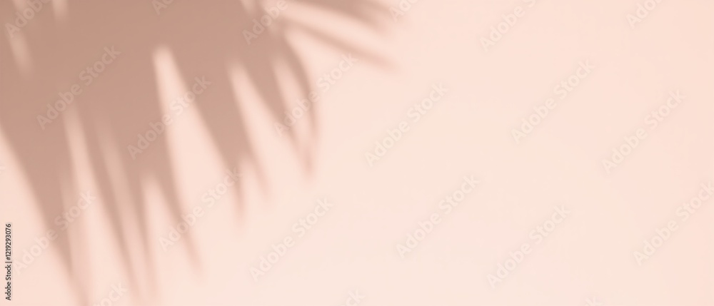 Wall mural blurred palm shadow on light cream wall for summer vibes. made with generative ai