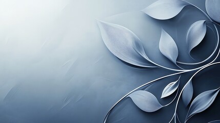 Elegant Silver Leaves Abstract Art Design