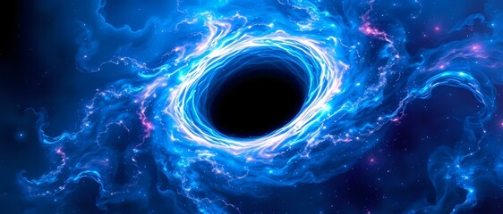 Cosmic Odyssey: Swirling Black Hole and Vibrant Nebulae