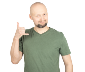 Man making a shaka hand gesture with a smile