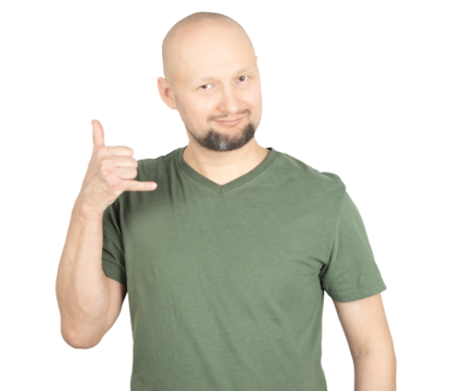 Man making a shaka hand gesture with a smile