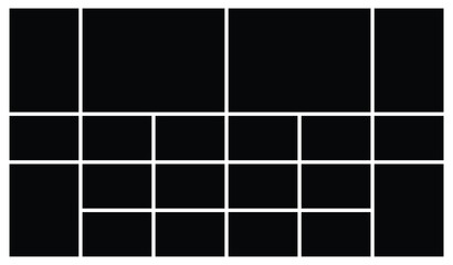 20 Empty Grid Photo Collage Template Mood board. background and rectangle shape for wall moodboard. Texture pattern for picture display presentation.