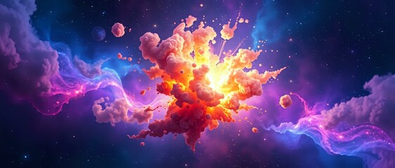 Vibrant Cosmic Explosion - Galaxy Wallpaper with Stellar Blast