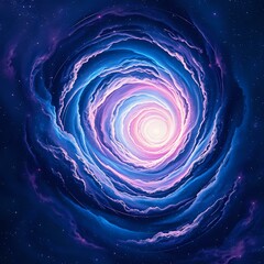 Cosmic Spiral Galaxy with Radiant Sun and Starry Night Sky