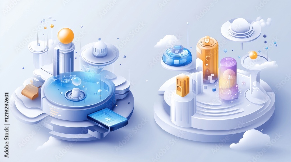 Poster project implementation abstract concept vector illustration set. project initiation and closure, wor