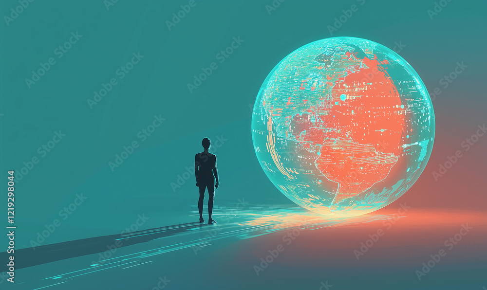 Poster exploring the future of technology artificial intelligence innovations virtual environment digital a