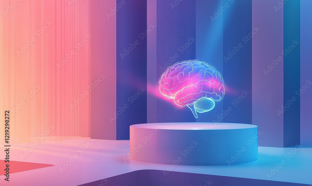 Aufkleber artificial intelligence brain visualization modern studio digital artwork futuristic environment 3d 