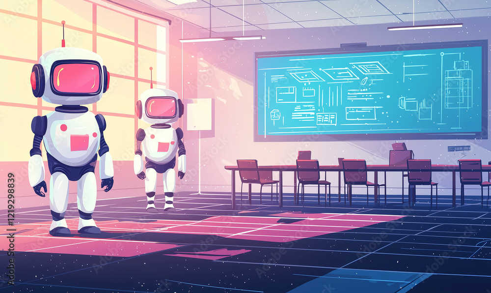 Poster innovative robotics development modern laboratory digital concept art futuristic workspace creative 