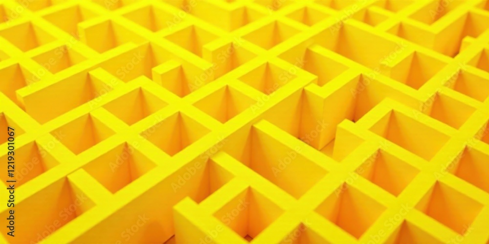 Aufkleber abstract yellow grid pattern a complex interlocking maze of cubes creates a vibrant textural backgro