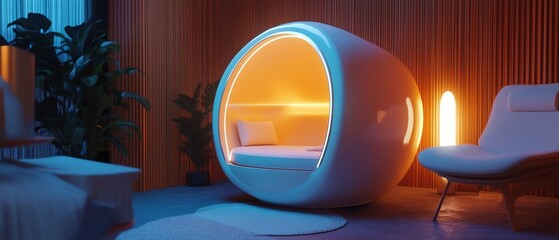 Modern pod design for relaxation and comfort.