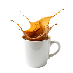 Splashing Coffee Mug Brown Liquid Dynamic Energy Drink Coffee hot cup milk dark food aroma tasty    