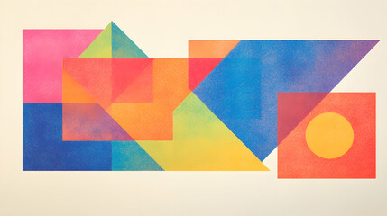 Obraz premium Abstract geometric art; colorful shapes overlap; textured paper background; ideal for design projects