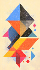 Obraz premium Abstract geometric art; colorful triangles; textured background; design element; website banner (1)