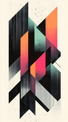 Abstract geometric art; intersecting shapes, vibrant colors; off-white background; modern design for website or print