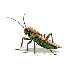 Minimalistic Cricket Vector Art with Natural Brown and Green Tones
