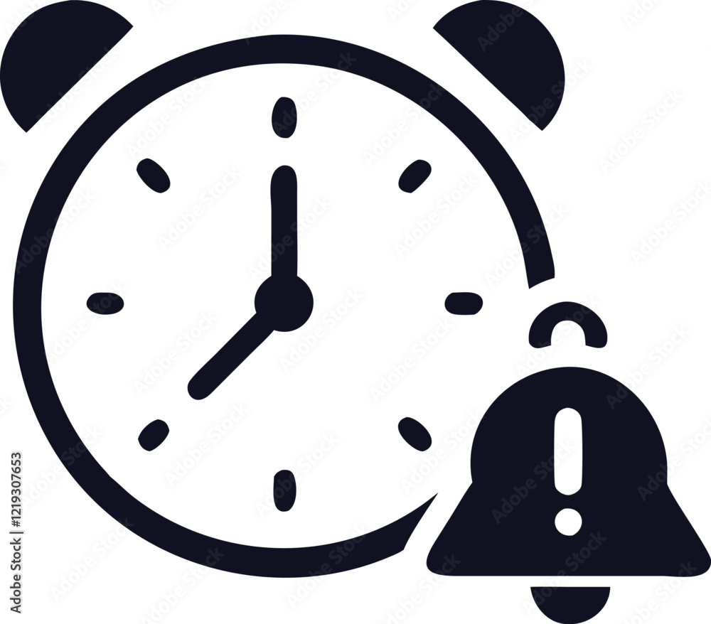 Poster quick response icon. clock with notification alarm vector icon. black table clock line art.