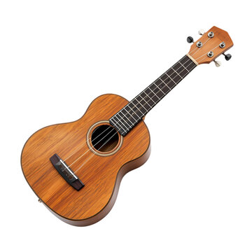 Naklejki Beautiful Wooden Ukulele Musical Instrument Brown Wood Guitar art joy fun song tune folk chord sound