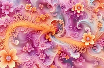 Vibrant Fractal Floralia Abstract Wallpaper