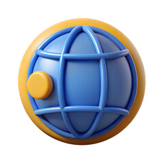Naklejka premium Globe Interface Icon: 3D Cartoon Style Illustration Representing Global Connectivity and Technology