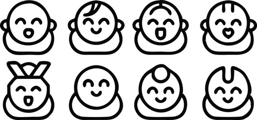 Variant baby icon vector line art illustration collection.