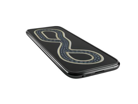 Isolated Smartphone with Race Track on Screen