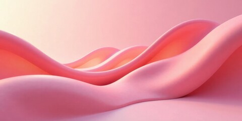 Abstract Pink Wave Forms Soft, Gentle Curves and Undulations in a Pastel Pink Hue