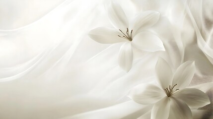 Delicate White Lilies Resting on Soft Fabric Drape