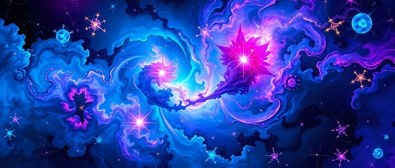 Fototapeta premium Cosmic Turbulence: Vibrant Galaxy Night Sky