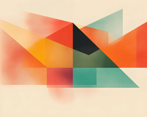 Fototapeta premium Abstract geometric shapes, warm colors, soft background, design element