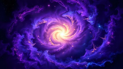 Cosmic Galaxy Explosion - Vibrant Purple and Blue Nebulae