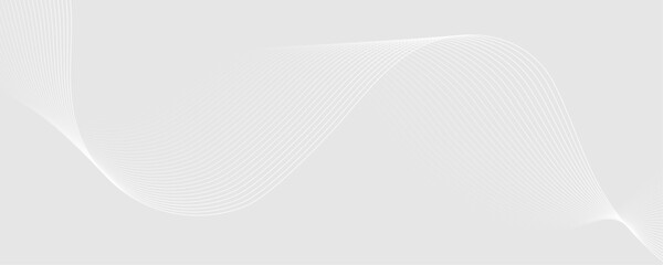 Abstract white wave dynamic curve lines on gray background. Energy technology concept modern backdrop design for business, presentation, banner.