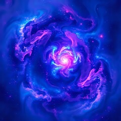 Cosmic Swirl: Vibrant Galaxy Motif in Deep Blues and Purples