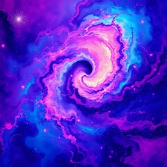 Vibrant Cosmic Galaxy Swirl - Purple Blue Nebula Wallpaper