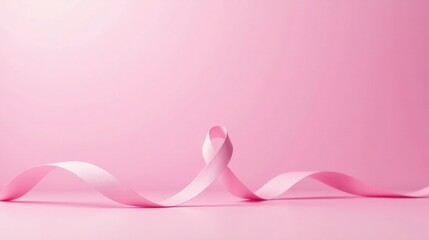 Delicate Pink Ribbon on Soft Pink Background A Symbol of Hope and Support