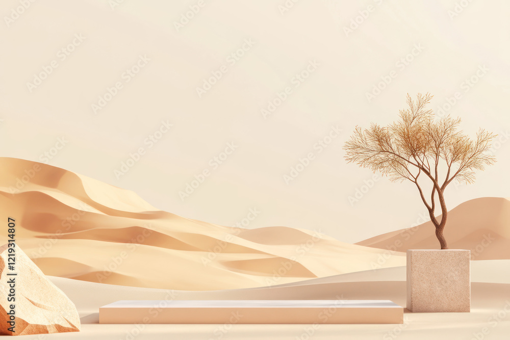 Poster a minimalistic background for product presentation with an empty space on the right side and a small